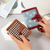 Embroidered Women's Short Wallet Draw Belt Card Slot Zero Wallet