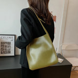 Vintage Solid Briefcase Leather Women's Shoulder Bag