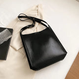 Vintage Solid Briefcase Leather Women's Shoulder Bag