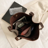Vintage Solid Briefcase Leather Women's Shoulder Bag