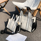 High-Capacity Canvas Shoulder Bag Zipper Tote