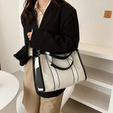High-Capacity Canvas Shoulder Bag Zipper Tote