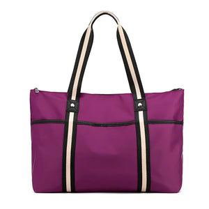 Women's Nylon Shoulder Handbag Large Capacity Travel Shopping Beach Bag