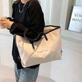 Canvas Women's Shoulder Bag Large Daily Shopping Zipper Bag