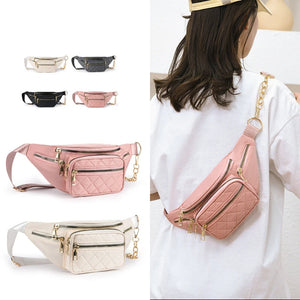 Women's Waist Bag Embroidered Chain Shoulder Bag Large Capacity
