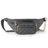 Women's Waist Bag Embroidered Chain Shoulder Bag Large Capacity