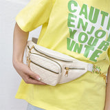 Women's Waist Bag Embroidered Chain Shoulder Bag Large Capacity