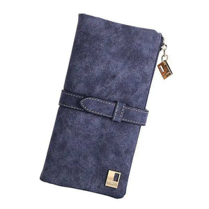 Nubuck Leather Zipper Wallet Women's Long Purse Fold Clutch