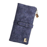 Nubuck Leather Zipper Wallet Women's Long Purse Fold Clutch