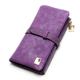 Nubuck Leather Zipper Wallet Women's Long Purse Fold Clutch