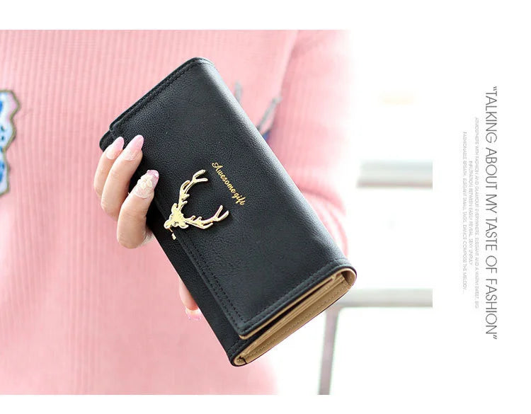 Women's Frosted Lock Buckle Wallet - Cartoon Print