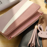 Matte Short Tassel Clip Wallets with Zipper - Dollar Money Purse