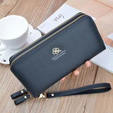 Women's Long Clutch Bag Star Print Double Zipper Hand Strap Wallet 892