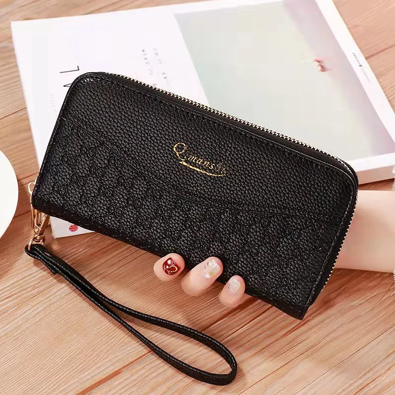 Women's Long Clutch Bag Star Print Double Zipper Phone Bag