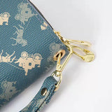 Women's Printed Clutch Bag with Multiple Zippers and Hand Strap