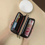 Women's Long Print Clutch Bag Double Zip Hand Strap Star Design