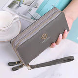 Women's Long Clutch Bag Star Print Double Zipper Hand Strap Wallet 892
