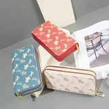 Women's Long Print Clutch Bag Double Zip Hand Strap Star Design