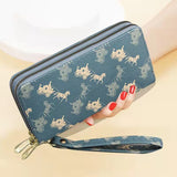 Women's Printed Clutch Bag with Multiple Zippers and Hand Strap