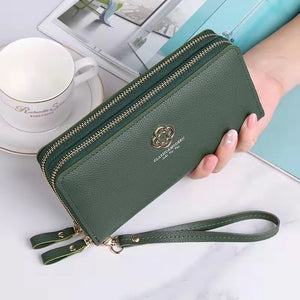 Women's Long Clutch Bag Star Print Double Zipper Hand Strap Wallet 892