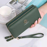 Women's Long Clutch Bag Star Print Double Zipper Hand Strap Wallet 892