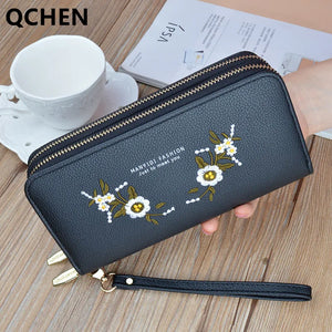 Embroidery Flower Phone Clutch Hand Strap Bag