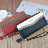 Women's Long Clutch Bag with Double Zipper Hand Strap - Star Design