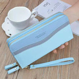 Women's Long Clutch Bag with Double Zipper Hand Strap - Star Design