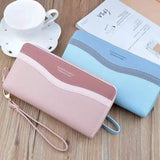 Women's Long Clutch Bag with Double Zipper Hand Strap - Star Design