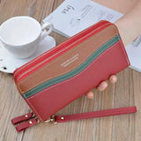 Women's Long Clutch Bag with Double Zipper Hand Strap - Star Design