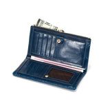 Women's Leather Long Clutch Wallet RFID Anti-Theft