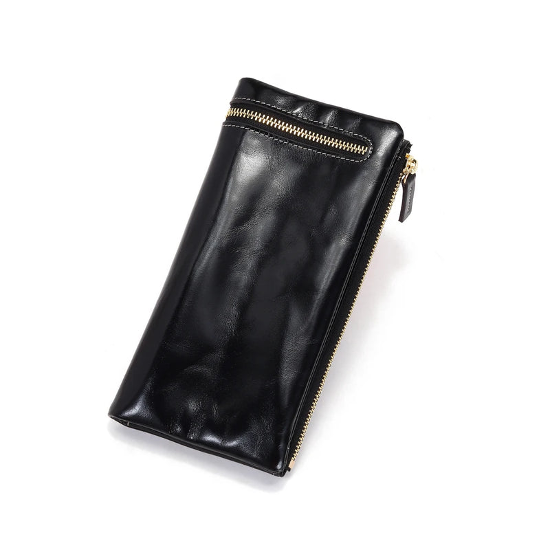 Women's Leather Long Clutch Wallet RFID Anti-Theft