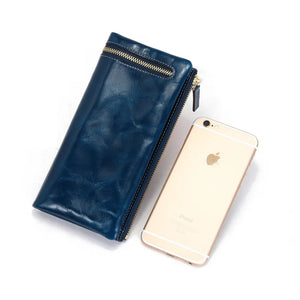 Women's Leather Long Clutch Wallet RFID Anti-Theft
