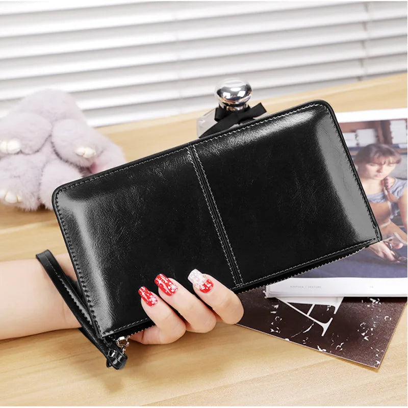 Women's Long Wallet Clutch Bag with Hand Strap