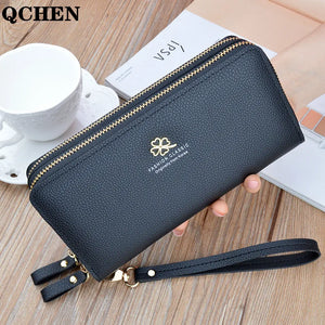Women's Wallet Long Purse Clutch Bag Double Zipper Hand Strap 839