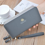 Women's Wallet Long Purse Clutch Bag Double Zipper Hand Strap 839