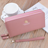 Women's Wallet Long Purse Clutch Bag Double Zipper Hand Strap 839