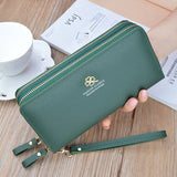 Women's Wallet Long Purse Clutch Bag Double Zipper Hand Strap 839