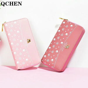 Embroidered Dog Print Women's Wallet Long Multi-Card Phone Bag