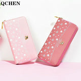 Embroidered Dog Print Women's Wallet Long Multi-Card Phone Bag