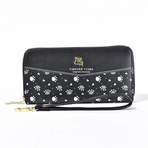 Embroidered Dog Print Women's Wallet Long Multi-Card Phone Bag