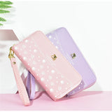 Embroidered Dog Print Women's Wallet Long Multi-Card Phone Bag