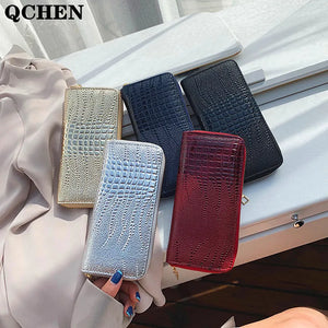 Crocodile Pattern PU Women's Wallet Zipper Clutch Multi-card Pocket