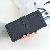 Women's Long Wind Frosted Buckle Folding Wallet