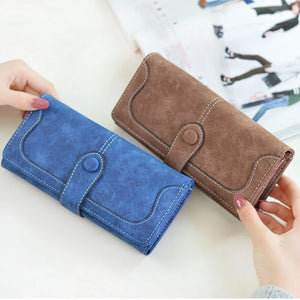 Women's Long Wind Frosted Buckle Folding Wallet