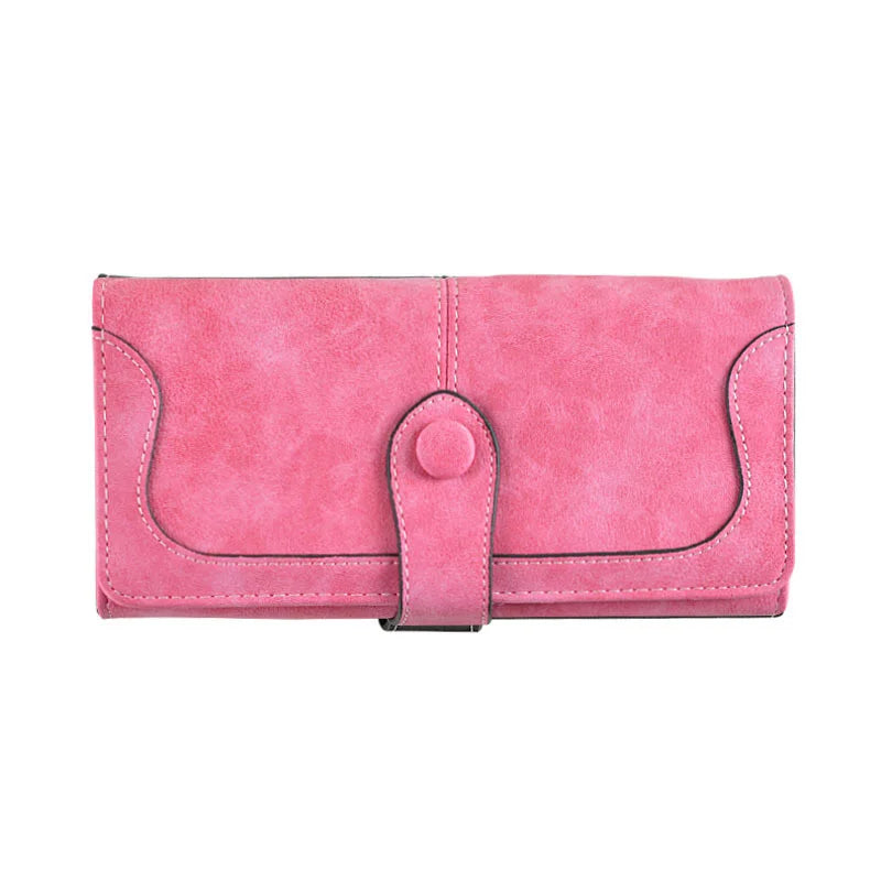 Women's Long Wind Frosted Buckle Folding Wallet