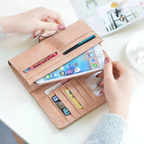 Women's Long Wind Frosted Buckle Folding Wallet