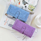Women's Long Wind Frosted Buckle Folding Wallet