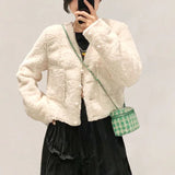 Women's Retro Woolen Chain Messenger Bag Mini Bucket Bag