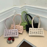 Small Fashionable Woven Leather Strap Bag
